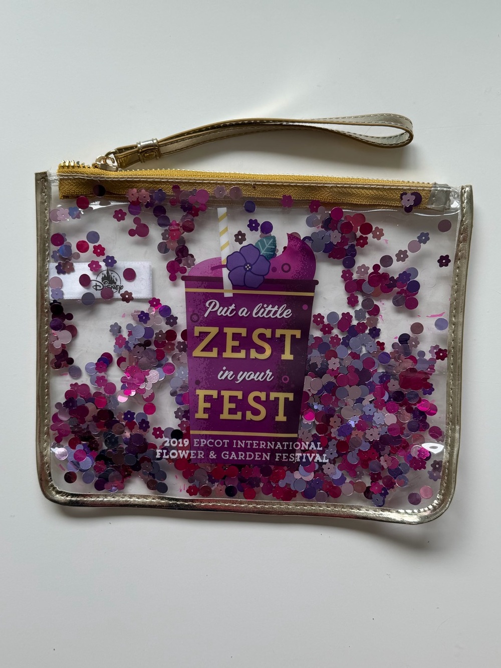 WDW Epcot Food and Wine Festival glitter wristlet pouch